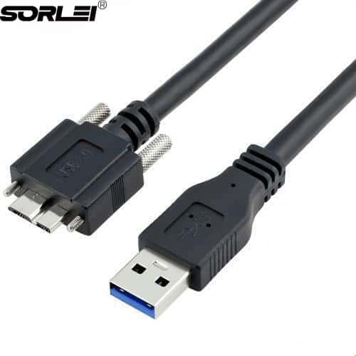 Sliver plated USB 3.0 A Male To Micro 3.0 B Male Extension Camera Cable 1.5M 2M 3M 5M with Locking Screws