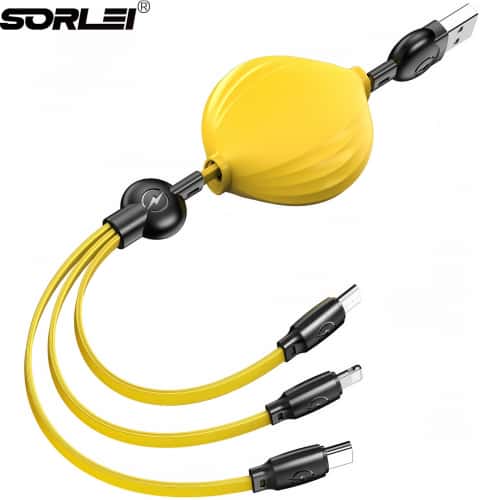 1.2M Retractable 3 in 1 USB fast Charger Cable For Iphone Xiaomi Huawei Charging Cable