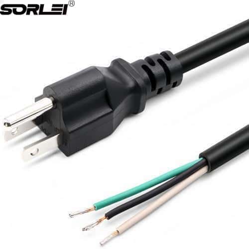 3 Prong NEMA 5-15 Plug Heavy Duty Cord US SJT Replacement Power Supply Cable 10A 110V 115V 120V Pigtail for Power Tools and AC Appliances