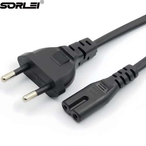 European Power Cable 2-pin Plug to IEC320 C7 Extension Cable 2x0.75mm² Wire Gauge for Scanners Printers LED TV Monitors Projectors Powered Speakers