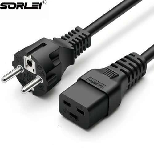 IEC 60320 C19 Schuko Plug to C19 Power Cable Cord for Servers PDU PC Computers Monitors
