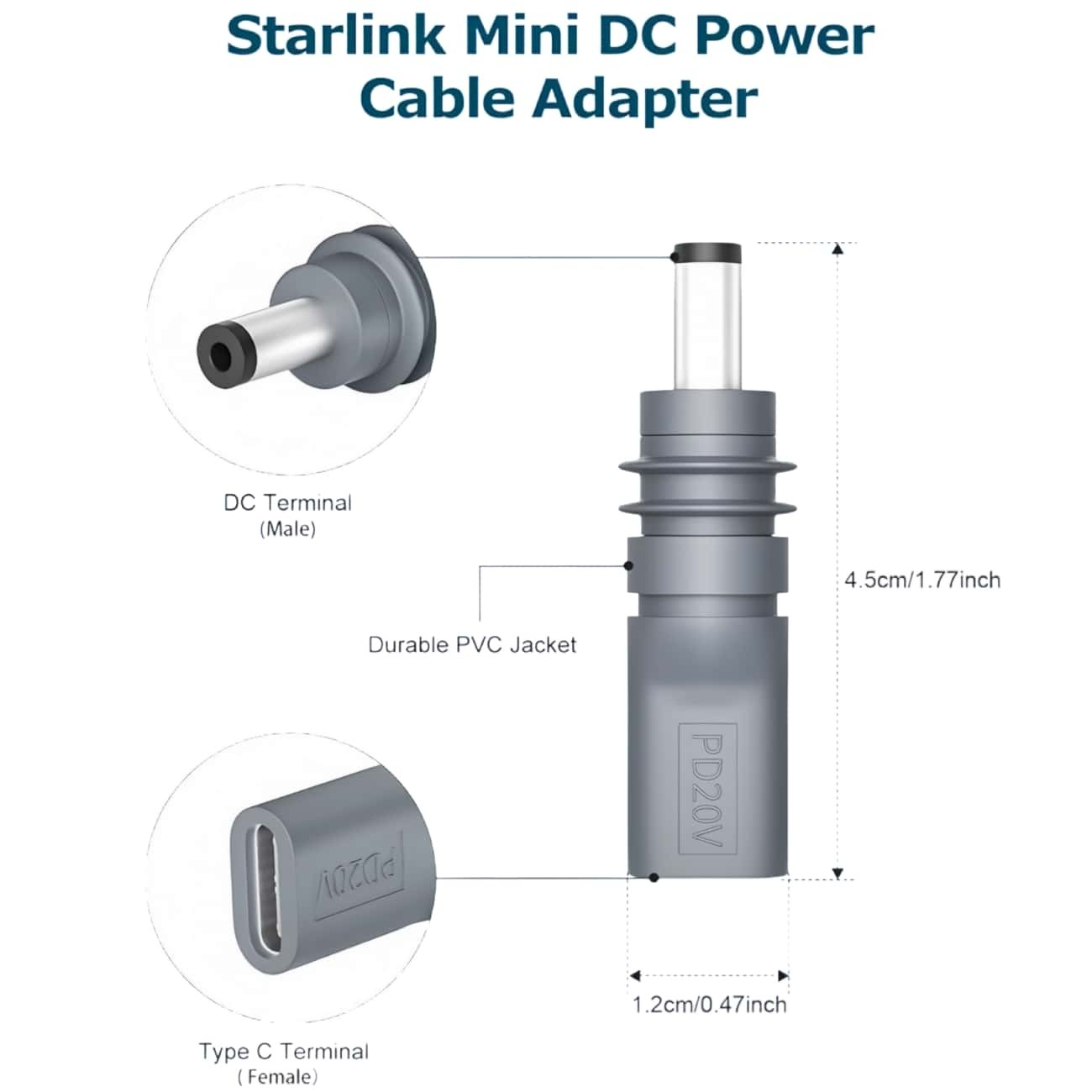 thumbnail image 2 of Lenink USB C To DC Adapter For Starlink Mini, 2 PCS USB C... 2 of 9