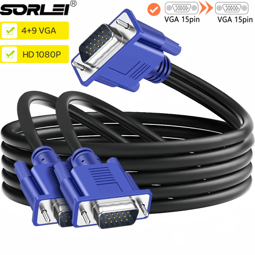 VGA to VGA 4+5 VGA Monitor cable 15 Pin Male to Male 1080p Cord for TV DVD Computer Connecters with dual magnetic