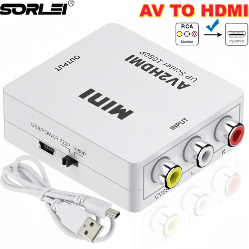 AV转HDMI转换器复合音视频（CVBS）转HDMI红黄白莲花转HDMI