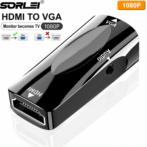 迷你hdmi_to_vga高清视频转换器带音频hdmi转vga转接头