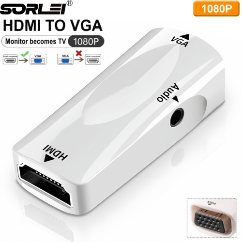 迷你hdmi_to_vga高清视频转换器带音频白色